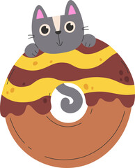 Cat Looking From Donut