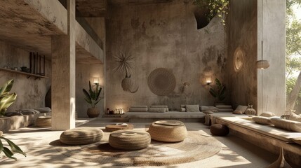 Living Room With A Tranquil, Zen-Inspired Design, Featuring Natural Materials And A Soothing Color Palette , Room Background Photos