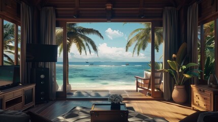 Living Room With A Tropical, Island-Inspired Theme, Room Background Photos