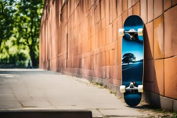 skateboard on the corner of a street