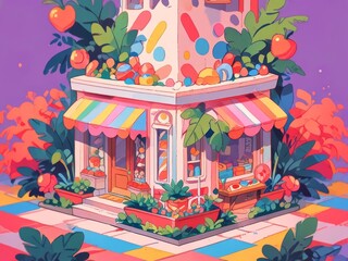 Isometric candy shop