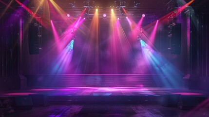 Concert stage with colorful lights