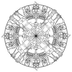 Mandala Infantil de Gatinhos para colorir