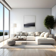 Modern Minimalist White Living Room Interior Design
