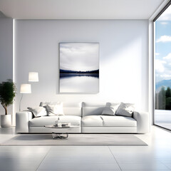 Modern Minimalist White Living Room Interior Design