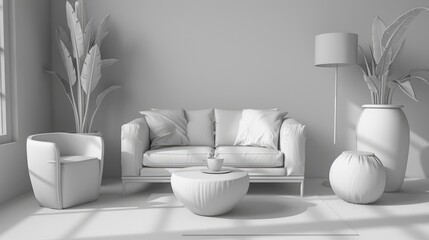 Modern Minimalist Living Room With Sleek Furniture And Monochrome Color Scheme, Room Background Photos