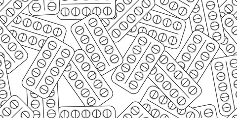 Fototapeta premium pile of pack pills seamless pattern