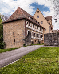 The beautiful medieval architecture in the old town of german fairytale Rothenburg ob der Tauber, Bavaria