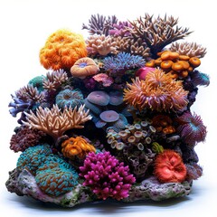 a close up of a colorful coral reef with many different colored corals