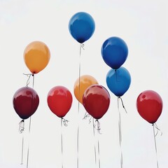 a group of balloons in the air with a sky background