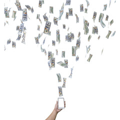 Flying Money Phone PNG Transparent
