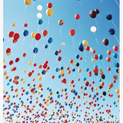 a bunch of balloons flying in the air