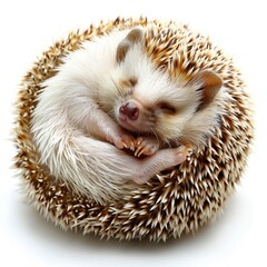 a small hedgehog curled up in a ball