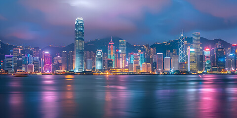 Fototapeta premium Skyline with violet sky