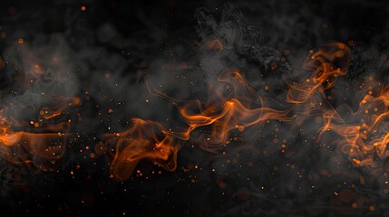 A black and orange background with smoke and fire