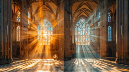 a large cathedral with a dog in the middle of it