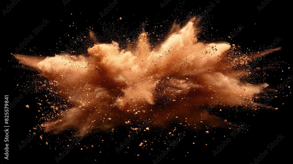 Poster a large cloud of dust is blowing in the air. the image is dark and moody, with the dust creating a s