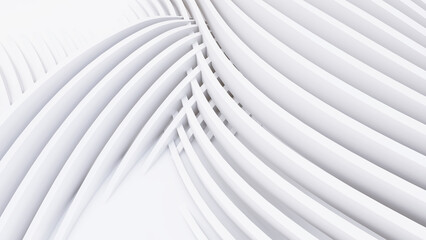 Abstract Curved Shapes. White Circular Background.