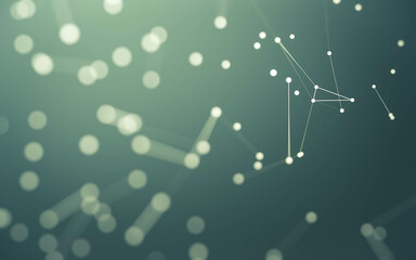 Abstract background. Molecules technology with polygonal shapes, connecting dots and lines. Connection structure. Big data visualization.