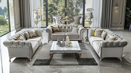 Living Room With A Luxurious, Modern Design, Featuring High-End Furniture And Sophisticated Decor, Room Background Photos