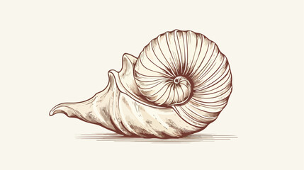 Lightning whelk   empty sea shell vintage illustrat