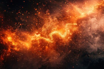 Fototapeta premium A bright orange line of fire with a lot of smoke and sparks