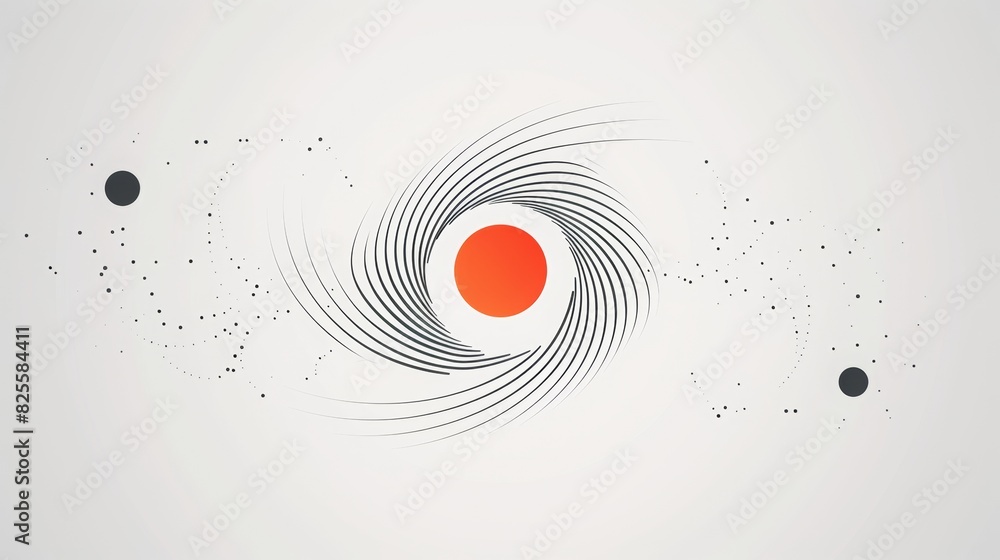Fototapete a minimalistic logo design features a series of waves and circular elements that progress from (line