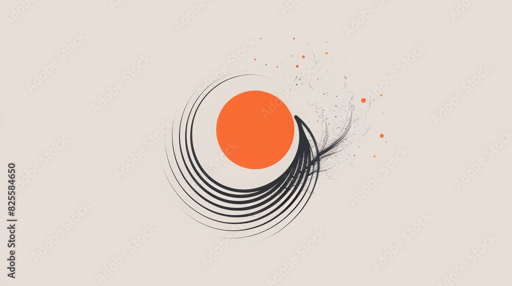 Fototapete a minimalistic logo design features a series of waves and circular elements that progress from (line