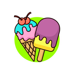 Ice Cream Vector Illustration. Ice cream delicious cartoon