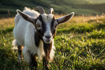 goat in the grass on a sunny day