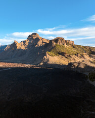 Lava formations, Teide volcano at sunset on the Tenerife island.