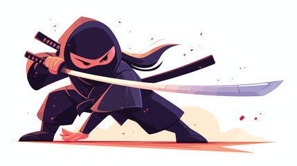 NInja male cartoon character with katana sword read