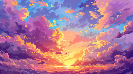 Breathtaking sunset floods the sky with vivid, dramatic hues.