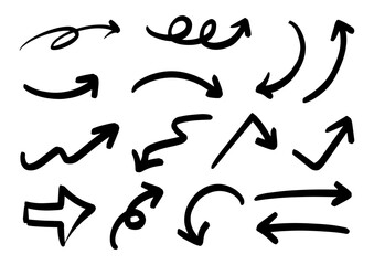 ペンの手書きの矢印セット_黒