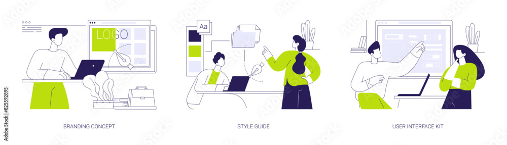 Poster ui design abstract concept vector illustrations.