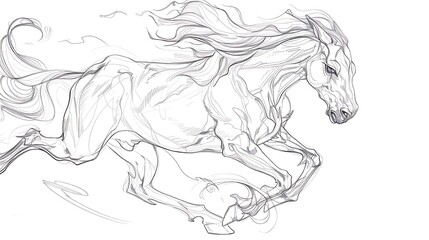 Obraz premium vector, horse, illustration, woman, drawing, art, sketch, people, design, tattoo, vintage, floral, animal, angel, antique