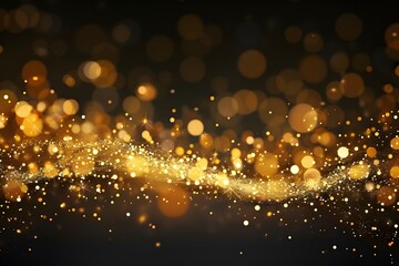 Luxurious Golden Christmas Particles and Sprinkles on Dark Background, Sparkling Festive Lights and Bokeh Effect