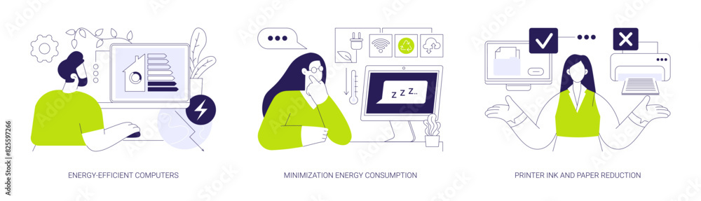 Poster green computing abstract concept vector illustrations.