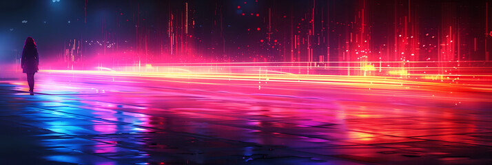 background of a woman walking, looking for a job online, 