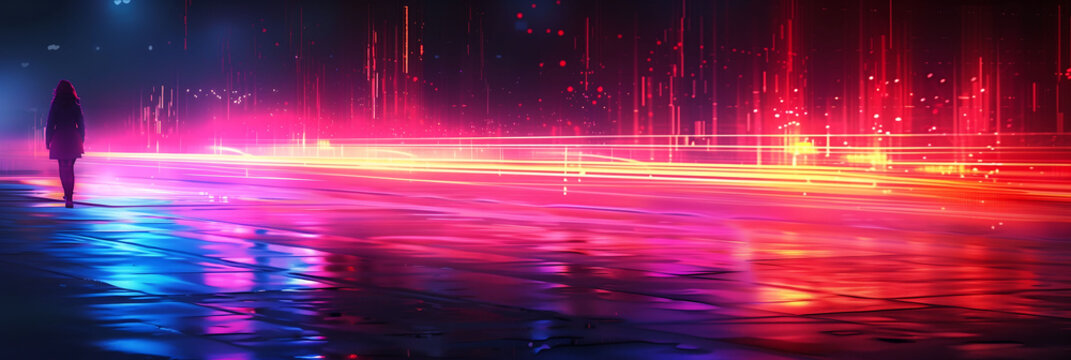 background of a woman walking, looking for a job online, 