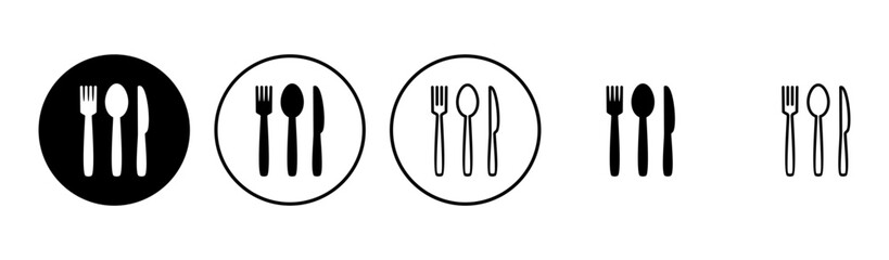 spoon and fork icon set. spoon, fork and knife icon vector. restaurant icon