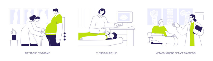 Endocrinology diseases abstract concept vector illustrations.