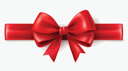 Realistic red satin ribbon tied into bow knot wrapp