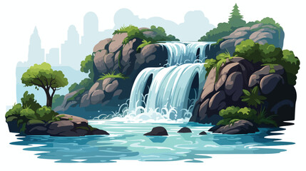 Realistic stream of waterfall with clear water vect