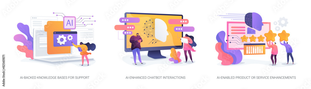 Aufkleber natural language technology in customer service abstract concept vector illustrations.