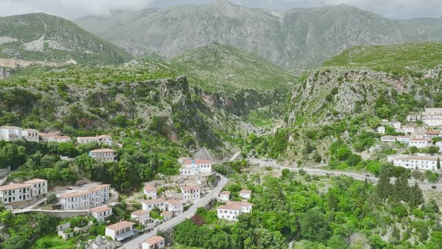 Dhermi from a drone, Village in Ceraunian Mountains, Albania
