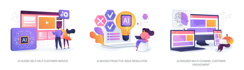 AI-Backed Customer Service abstract concept vector illustrations.