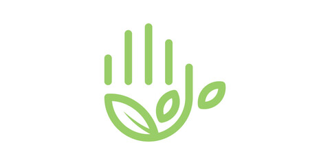 logo design of hands and leaves, ecology, hello, health, care,. logo design icon, symbol, vector, creative idea.