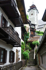 オーストリアの観光地ハルシュタットの街中の様子