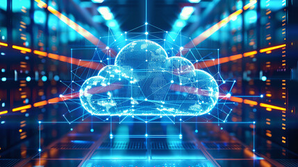 Obraz premium cloud storage for downloading, a digital service app, cyberspace
